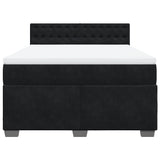 Box Spring Bed with Mattress Black Queen Velvet