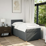 Box Spring Bed with Mattress Dark Grey King Single Fabric - Side View