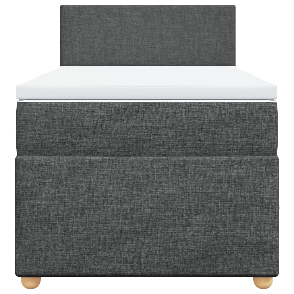 Box Spring Bed with Mattress Dark Grey King Single Fabric