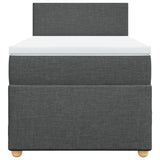 Box Spring Bed with Mattress Dark Grey King Single Fabric