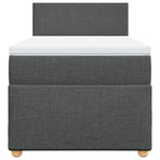 Box Spring Bed with Mattress Dark Grey King Single Fabric