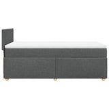Box Spring Bed with Mattress Dark Grey King Single Fabric - 45-Degree Angle