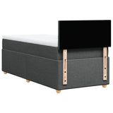 Box Spring Bed with Mattress Dark Grey King Single Fabric - Rear View