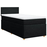 Box Spring Bed with Mattress Black King Single Fabric - Front View