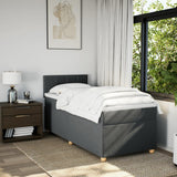 Box Spring Bed with Mattress Dark Grey King Single Fabric - Side View