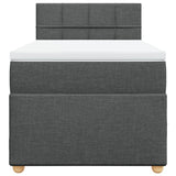 Box Spring Bed with Mattress Dark Grey King Single Fabric - Top-Down View
