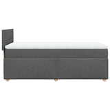 Box Spring Bed with Mattress Dark Grey King Single Fabric - 45-Degree Angle