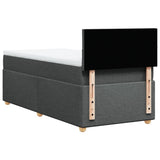 Box Spring Bed with Mattress Dark Grey King Single Fabric - Rear View