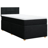 Box Spring Bed with Mattress Black King Single Fabric - Front View