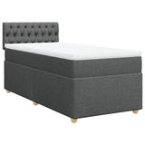 Box Spring Bed with Mattress Dark Grey King Single Fabric - Front View