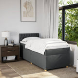 Box Spring Bed with Mattress Dark Grey King Single Fabric - Side View