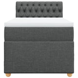 Box Spring Bed with Mattress Dark Grey King Single Fabric - Top-Down View