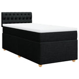 Box Spring Bed with Mattress Black King Single Fabric - Front View