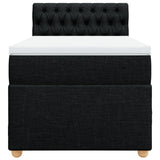 Box Spring Bed with Mattress Black King Single Fabric