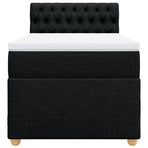 Box Spring Bed with Mattress Black King Single Fabric