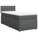 Box Spring Bed with Mattress Dark Grey King Single Fabric - Front View