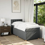 Box Spring Bed with Mattress Dark Grey King Single Fabric