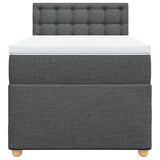 Box Spring Bed with Mattress Dark Grey King Single Fabric