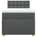 Box Spring Bed with Mattress Dark Grey King Single Fabric