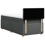 Box Spring Bed with Mattress Dark Grey King Single Fabric - Rear View