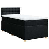 Box Spring Bed with Mattress Black King Single Fabric - Front View