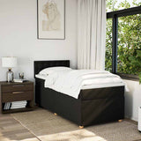 Box Spring Bed with Mattress Black King Single Fabric - Side View
