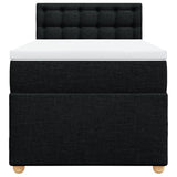 Box Spring Bed with Mattress Black King Single Fabric