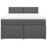 Box Spring Bed with Mattress Dark Grey Double Fabric - Top-Down View