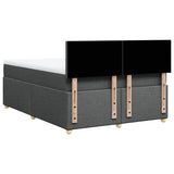 Box Spring Bed with Mattress Dark Grey Double Fabric - Rear View