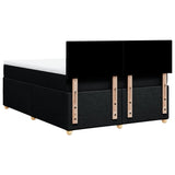Box Spring Bed with Mattress Black Double Fabric - Rear View