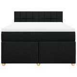 Box Spring Bed with Mattress Black Double Fabric - Top-Down View