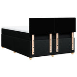 Box Spring Bed with Mattress Black Double Fabric - Rear View