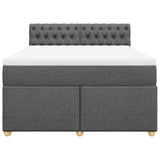 Box Spring Bed with Mattress Dark Grey Double Fabric - Top-Down View