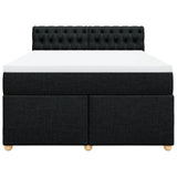 Box Spring Bed with Mattress Black Double Fabric - Top-Down View