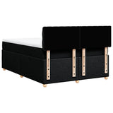 Box Spring Bed with Mattress Black Double Fabric - Rear View