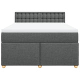 Box Spring Bed with Mattress Dark Grey Double Fabric - Top-Down View