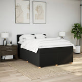 Box Spring Bed with Mattress Black Double Fabric - Side View