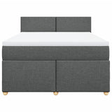 Box Spring Bed with Mattress Dark Grey Queen Fabric - Top-Down View