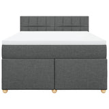Box Spring Bed with Mattress Dark Grey Queen Fabric