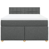 Box Spring Bed with Mattress Dark Grey Queen Fabric - Top-Down View