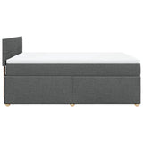Box Spring Bed with Mattress Dark Grey Queen Fabric - 45-Degree Angle