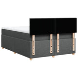 Box Spring Bed with Mattress Dark Grey Queen Fabric - Rear View