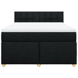 Box Spring Bed with Mattress Black Queen Fabric - Top-Down View