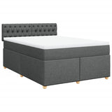 Box Spring Bed with Mattress Dark Grey Queen Fabric - Front View