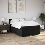 Box Spring Bed with Mattress Black Queen Fabric - Side View