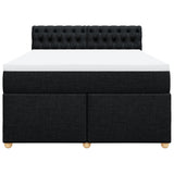 Box Spring Bed with Mattress Black Queen Fabric - Top-Down View