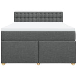 Box Spring Bed with Mattress Dark Grey Queen Fabric - Top-Down View
