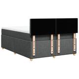 Box Spring Bed with Mattress Dark Grey Queen Fabric - Rear View