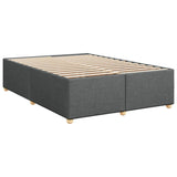 Box Spring Bed with Mattress Dark Grey Queen Fabric - Low Angle