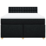 Box Spring Bed with Mattress Black Queen Fabric - Top-Down View